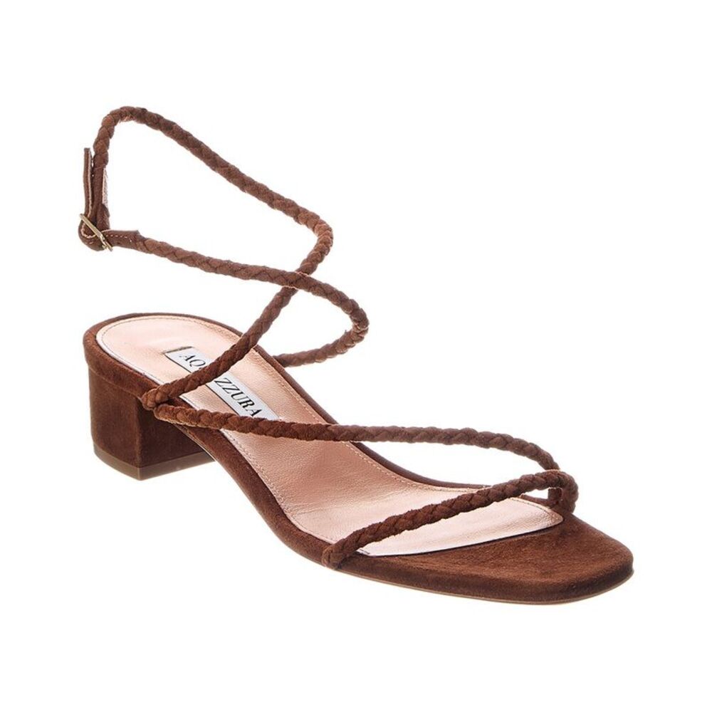 Aquazzura Luca 35 Suede Sandal, Brown